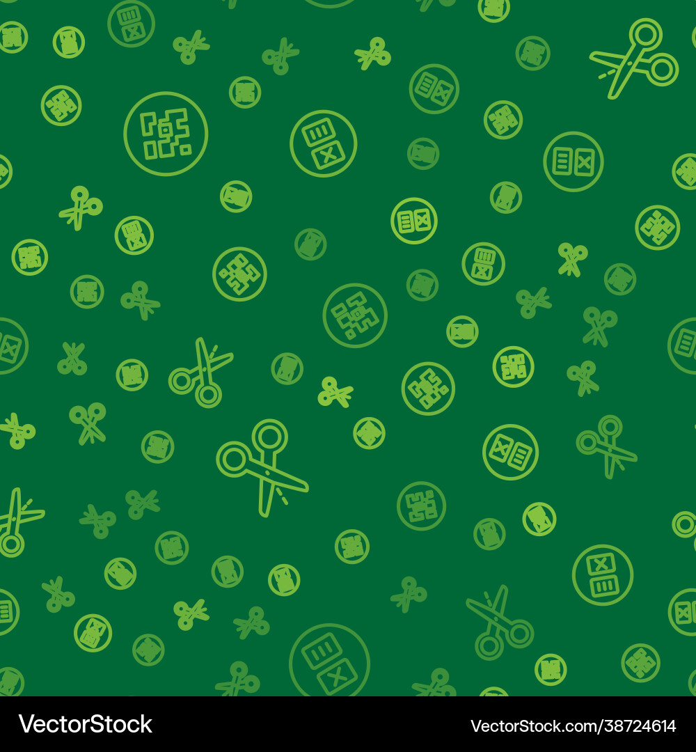 Set line qr code scissors with cut vector image