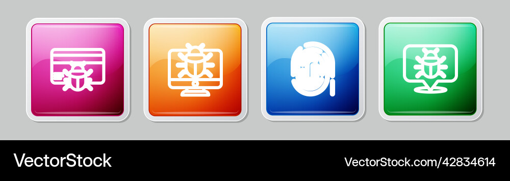Set line system bug in credit card on monitor Set line system bug in credit card on monitor vector image