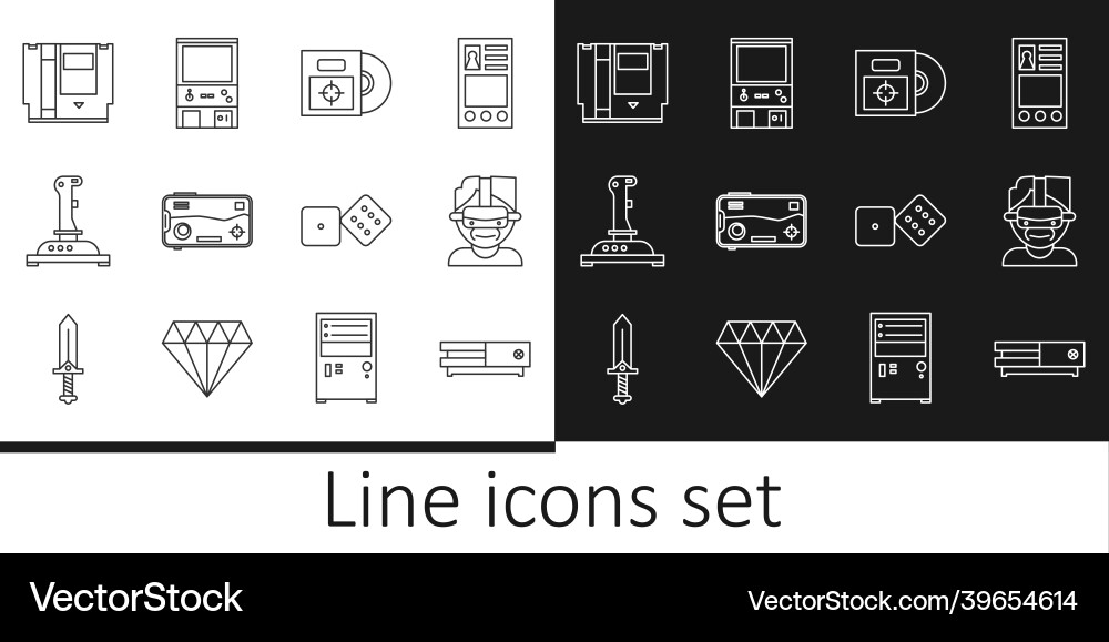Set line video game console virtual reality Set line video game console virtual reality vector image