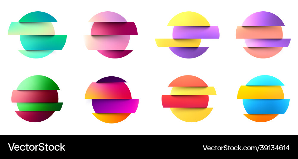 Set of deformed gradient circles in glitch style Set of deformed gradient circles in glitch style vector image