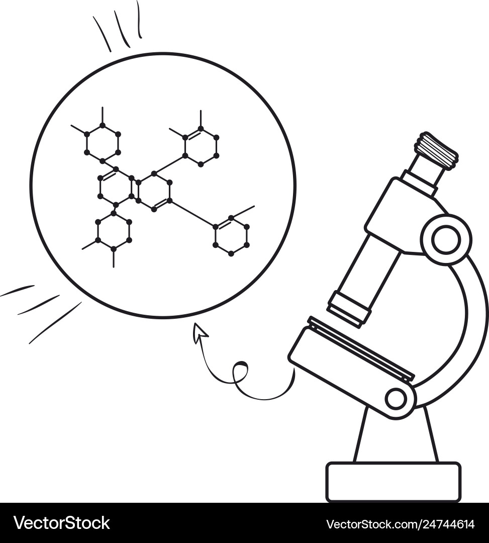 Structure molecular with microscope Vector Image