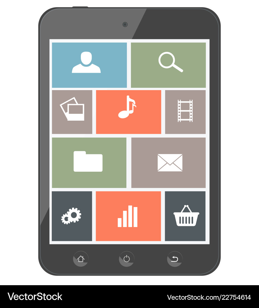 Touchscreen smartphone with icons design elements Touchscreen smartphone with icons design elements vector image