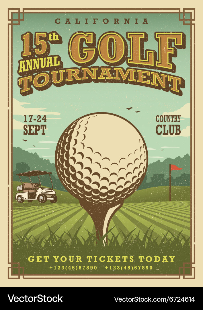 Vintage Golf Tournament Poster Vector Image