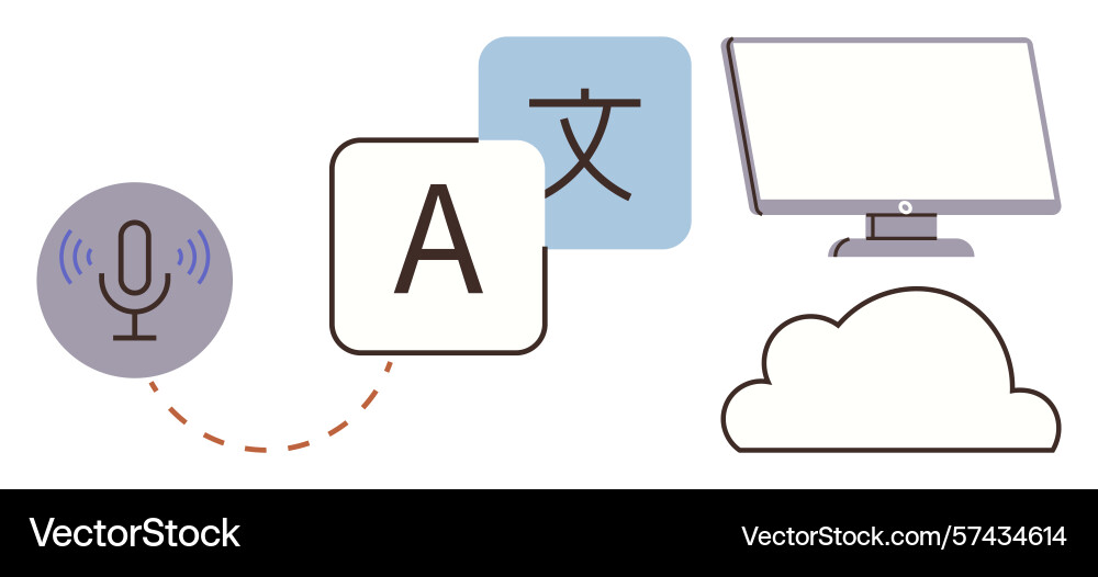 Voice-to-text language translation processing Voice-to-text language translation processing vector image
