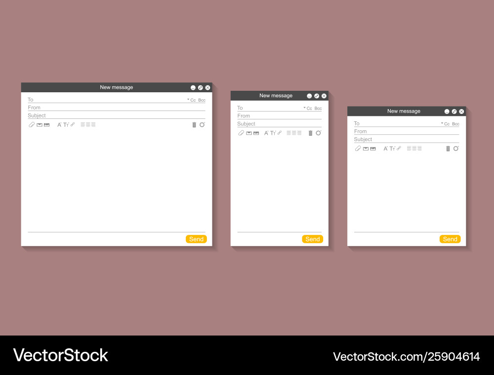 Web page opened email empty template mockup set Web page opened email empty template mockup set vector image