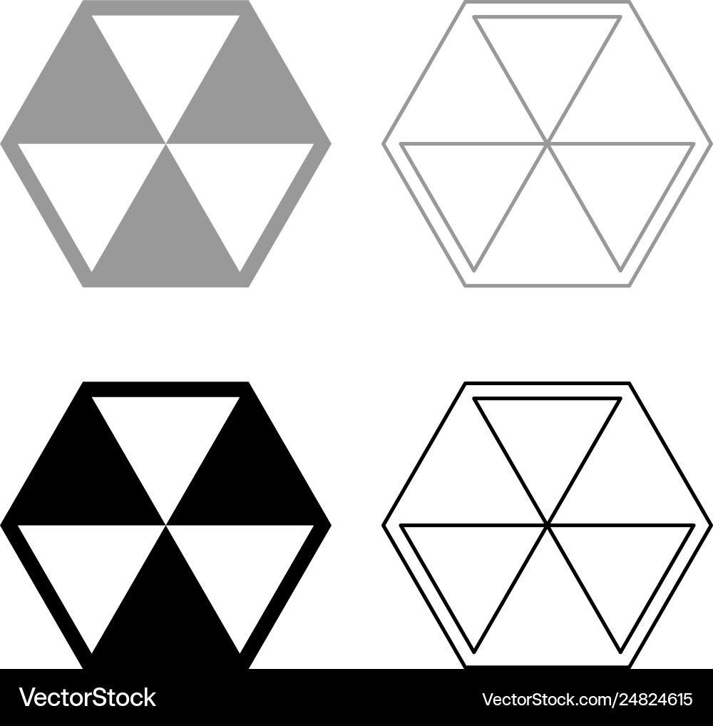 Abstract cube shape hexagon box icon set black Abstract cube shape hexagon box icon set black vector image