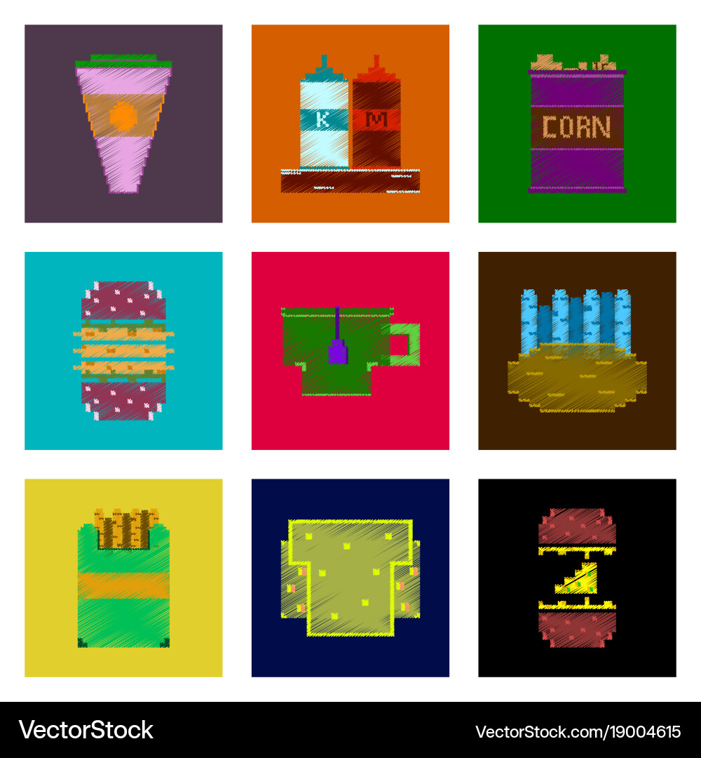 Assembly of flat shading style pixel icon fast Vector Image