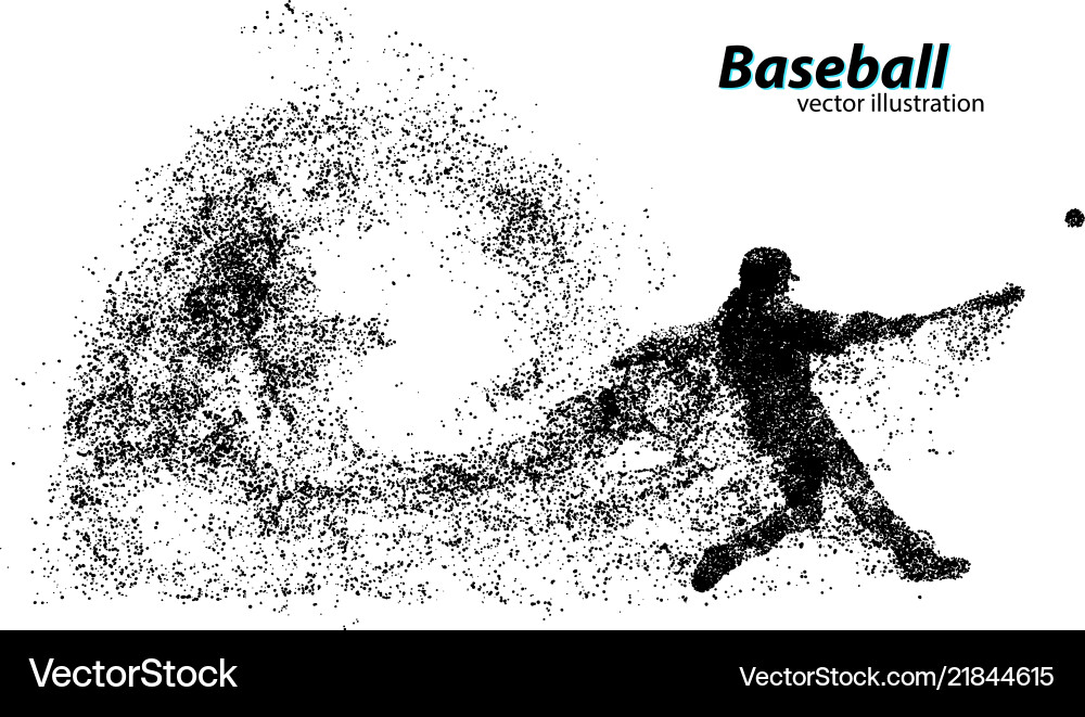 Baseball Player Silhouette - Particle Effect vector image