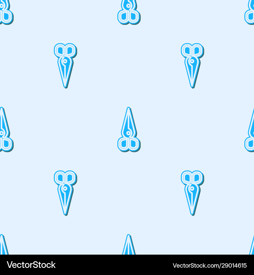 Blue line scissors icon isolated seamless pattern Vector Image