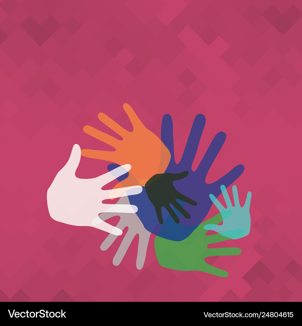 Colorful hand marks different sizes overlapping Colorful hand marks different sizes overlapping Vector Image