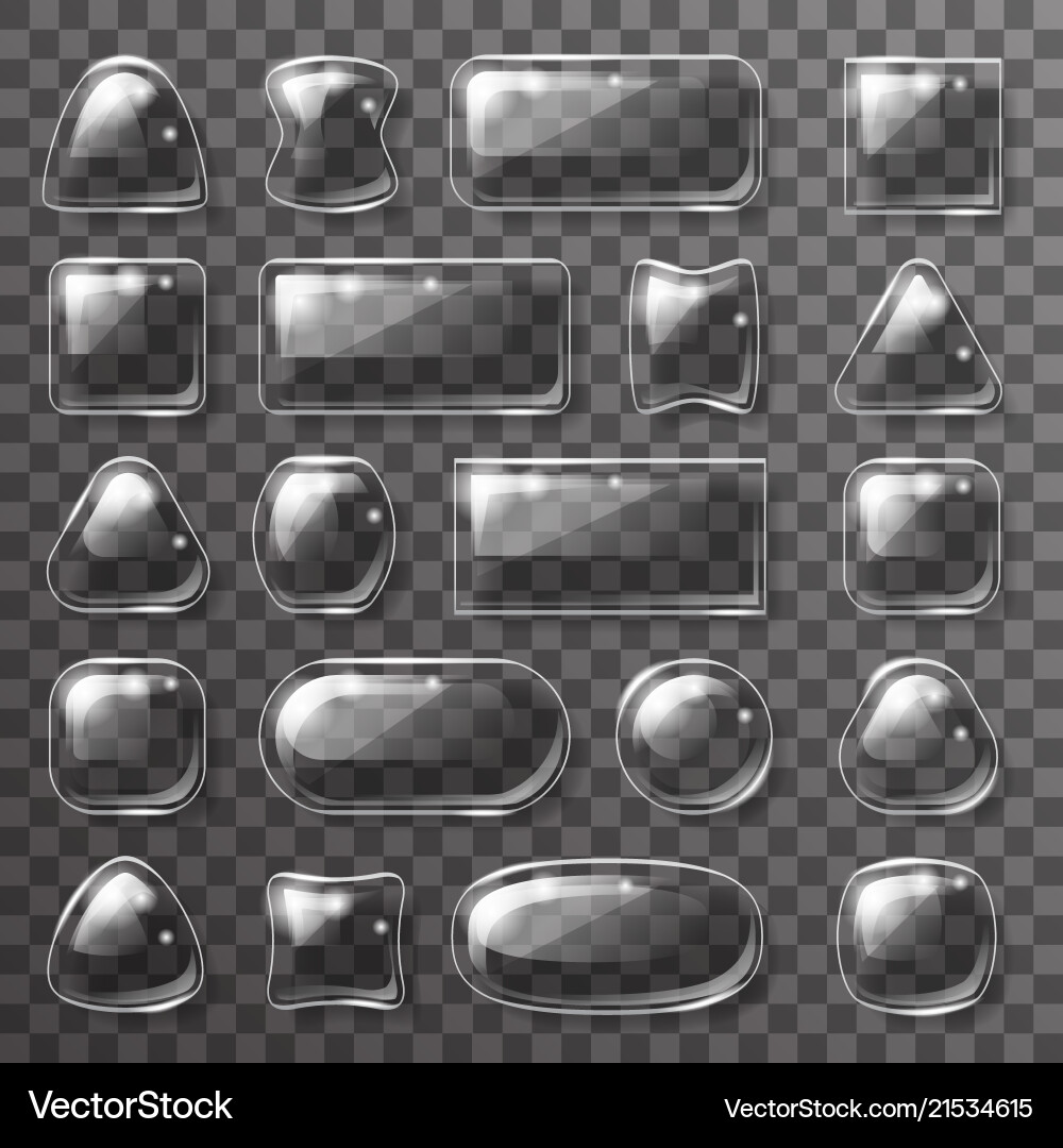 Glass plate game app ui glossy buttons icons Glass plate game app ui glossy buttons icons vector image