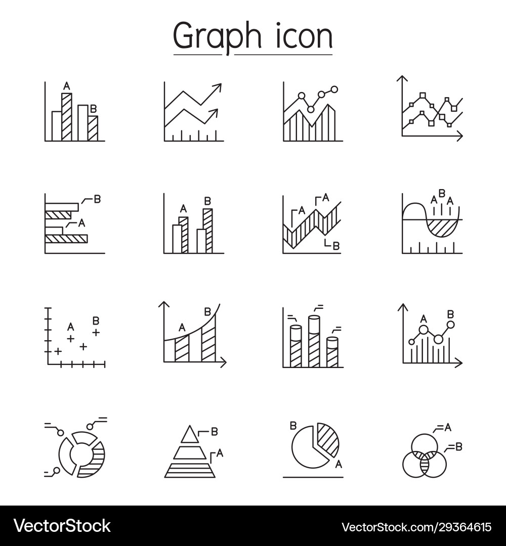 Graph chart diagram data infographic icon set Graph chart diagram data infographic icon set vector image