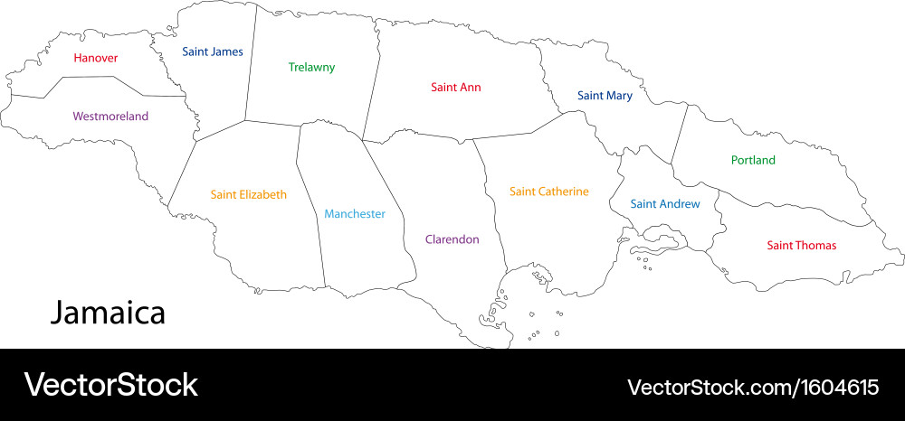 jamaica-parishes-map-royalty-free-vector-image for Free Printable Map Of Jamaica Jamaica Parishes Map Royalty Free Vector Image for Free Printable Map Of Jamaica