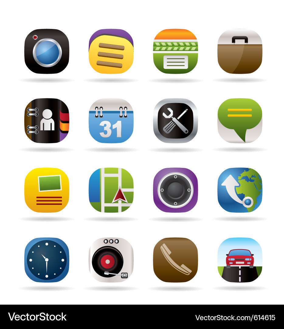 Mobile phone and computer icons Vector Image