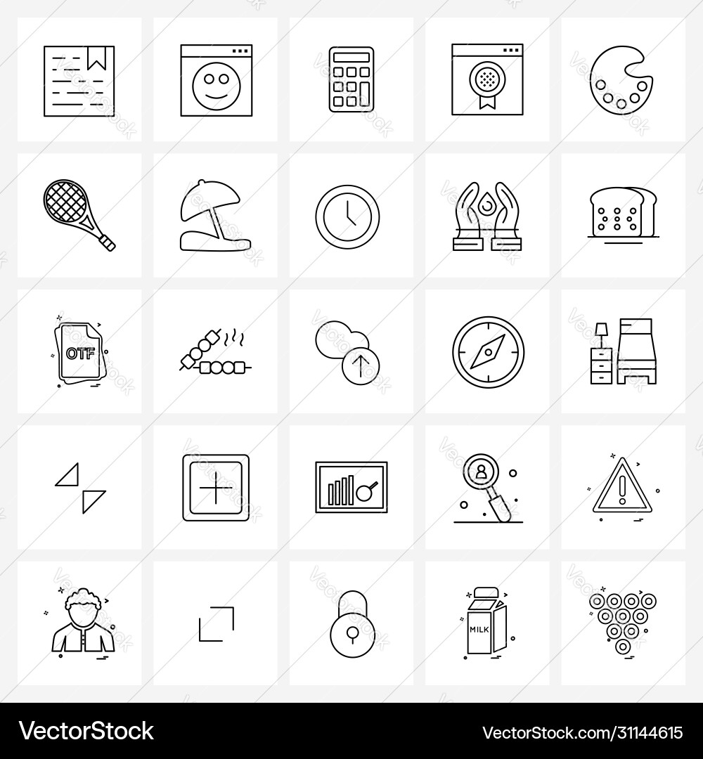 Modern style set 25 line pictograph grid based Vector Image