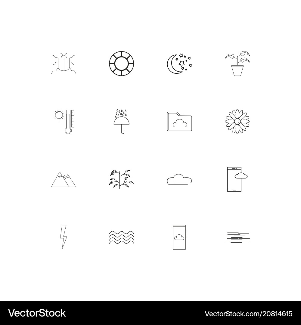 Nature linear thin icons set outlined simple vector image