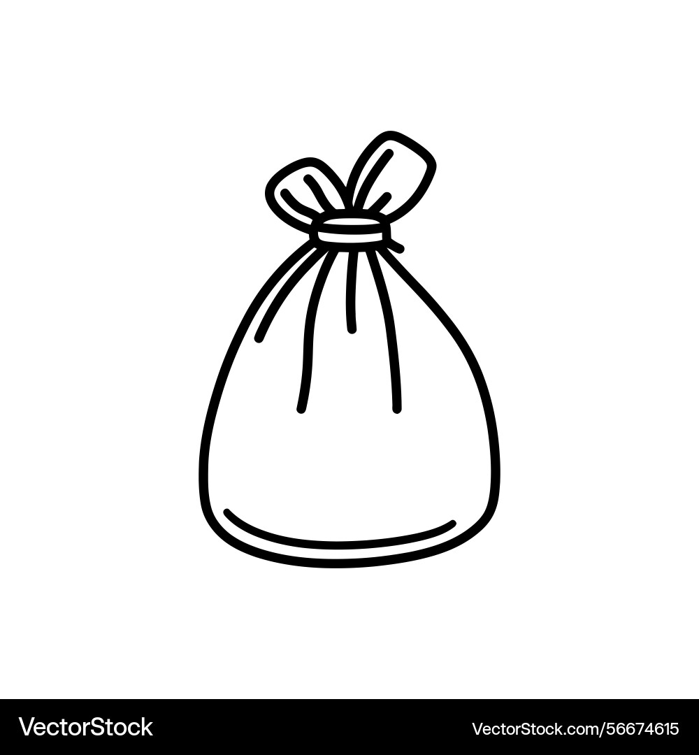 Sack outline with string tie icon on transparent Vector Image