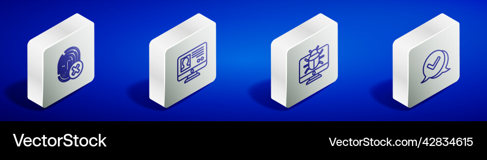 Set isometric line cancelled fingerprint create Set isometric line cancelled fingerprint create vector image