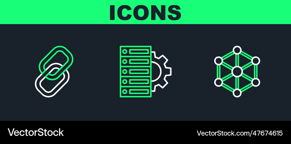 Set line blockchain technology chain link Set line blockchain technology chain link vector image