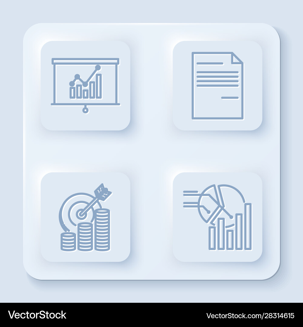 Set line board with graph chart document target Vector Image