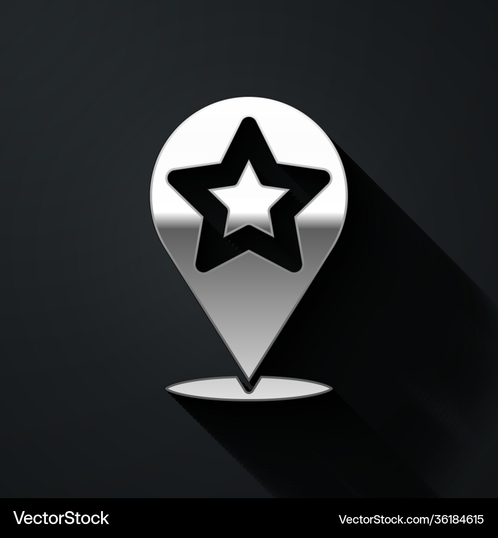 Silver map pointer with star icon isolated Silver map pointer with star icon isolated vector image