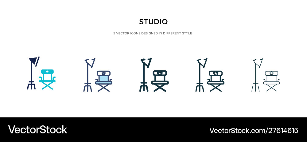 Studio icon in different style two colored Vector Image