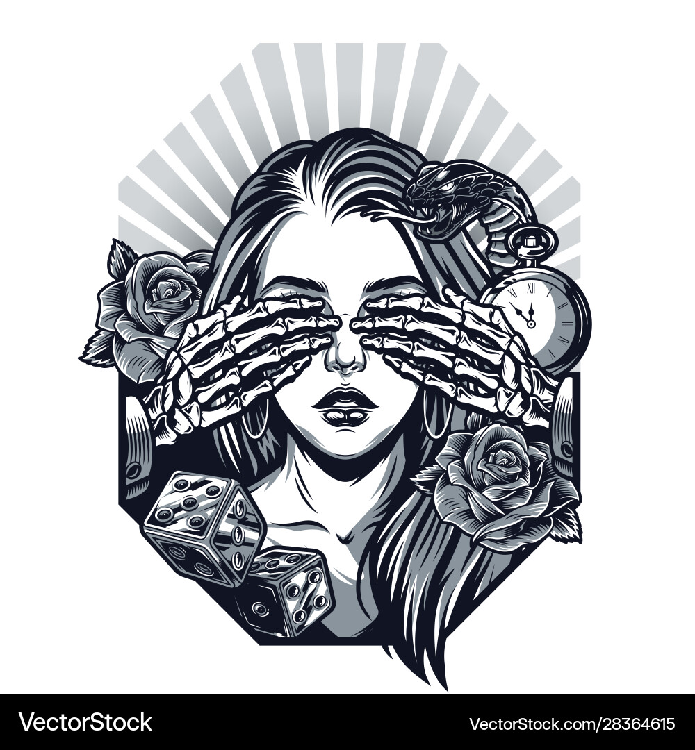 Vintage Chicano Rose Snake Tattoo Vector Image