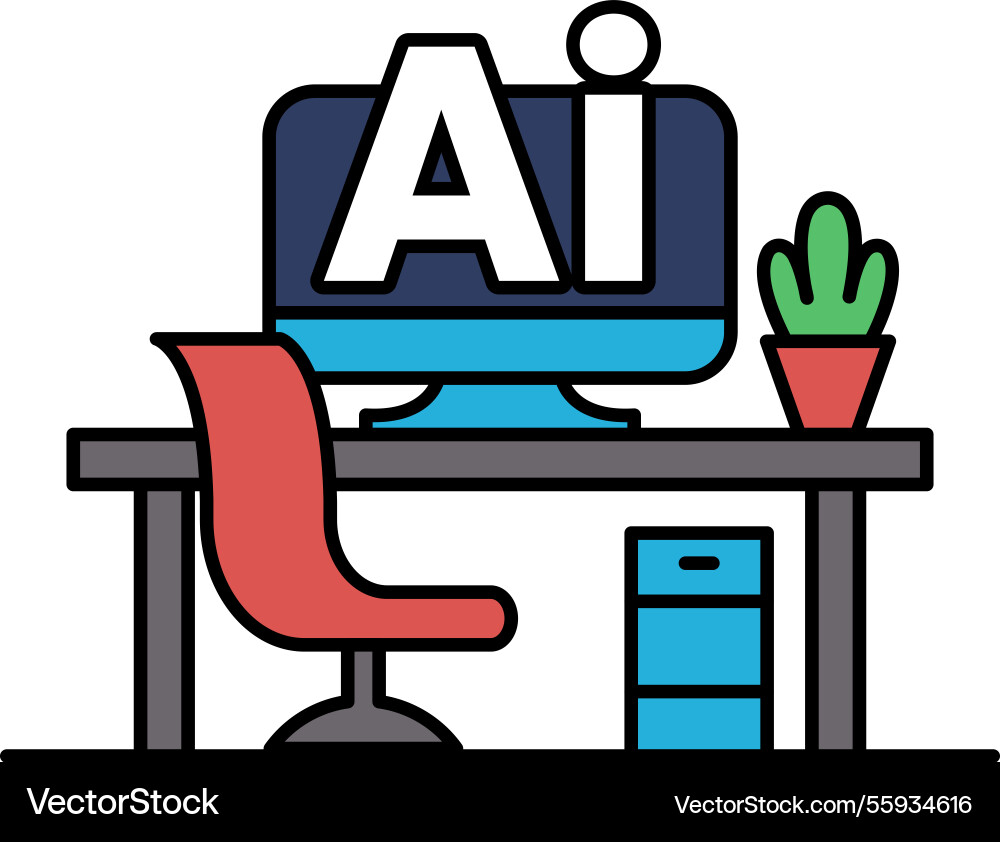 A computer monitor with the letters ai A computer monitor with the letters ai vector image