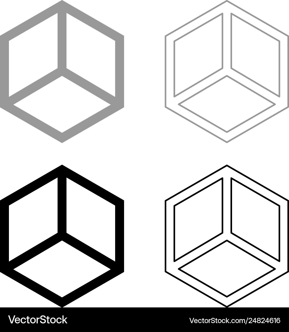 Abstract cube shape hexagon box icon set black Abstract cube shape hexagon box icon set black vector image