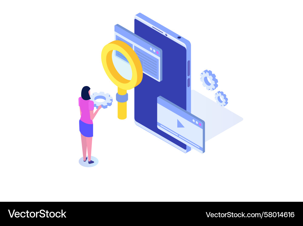 App Testing Software Isometric Vector Image