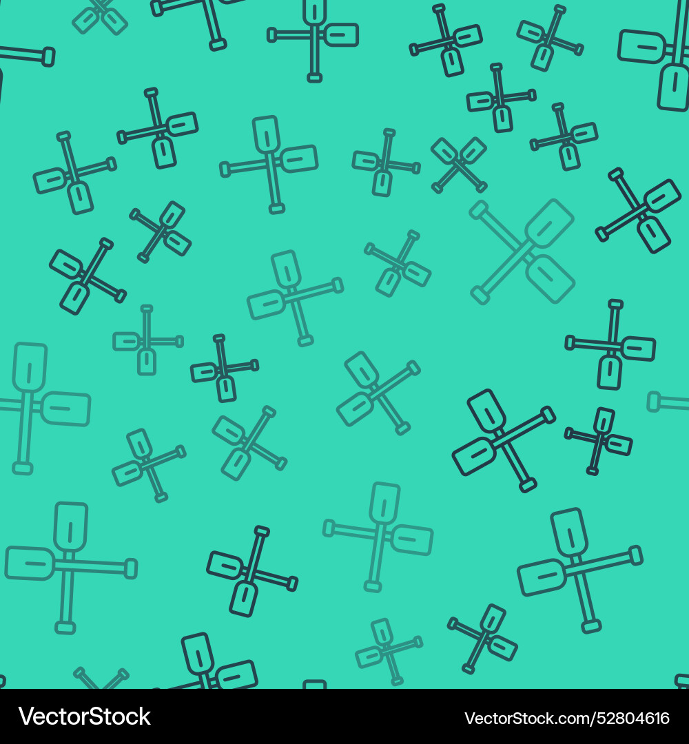 Black line paddle icon isolated seamless pattern vector image