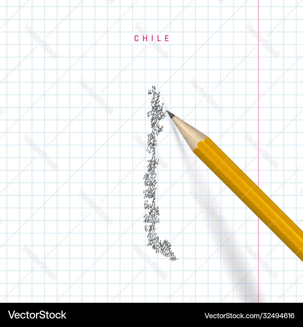 Chile sketch scribble map drawn on checkered Chile sketch scribble map drawn on checkered vector image