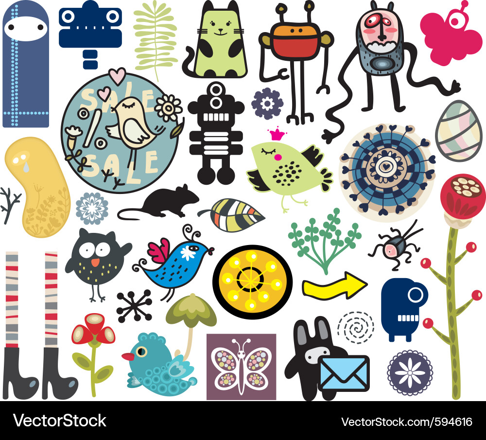 Colorful Cartoon Stickers Vector Image