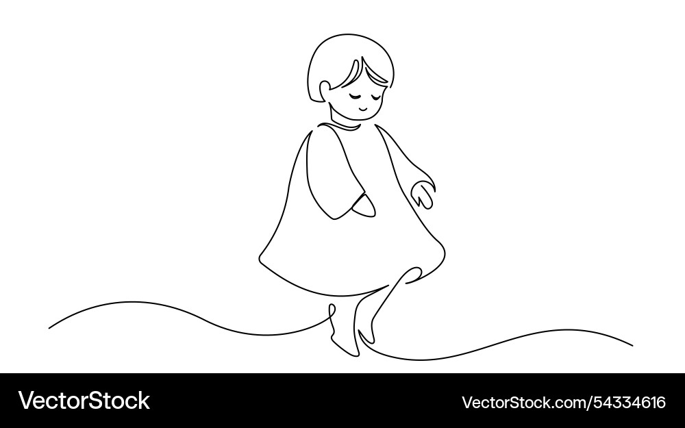 Cute baby in one continuous line drawing logo Cute baby in one continuous line drawing logo vector image