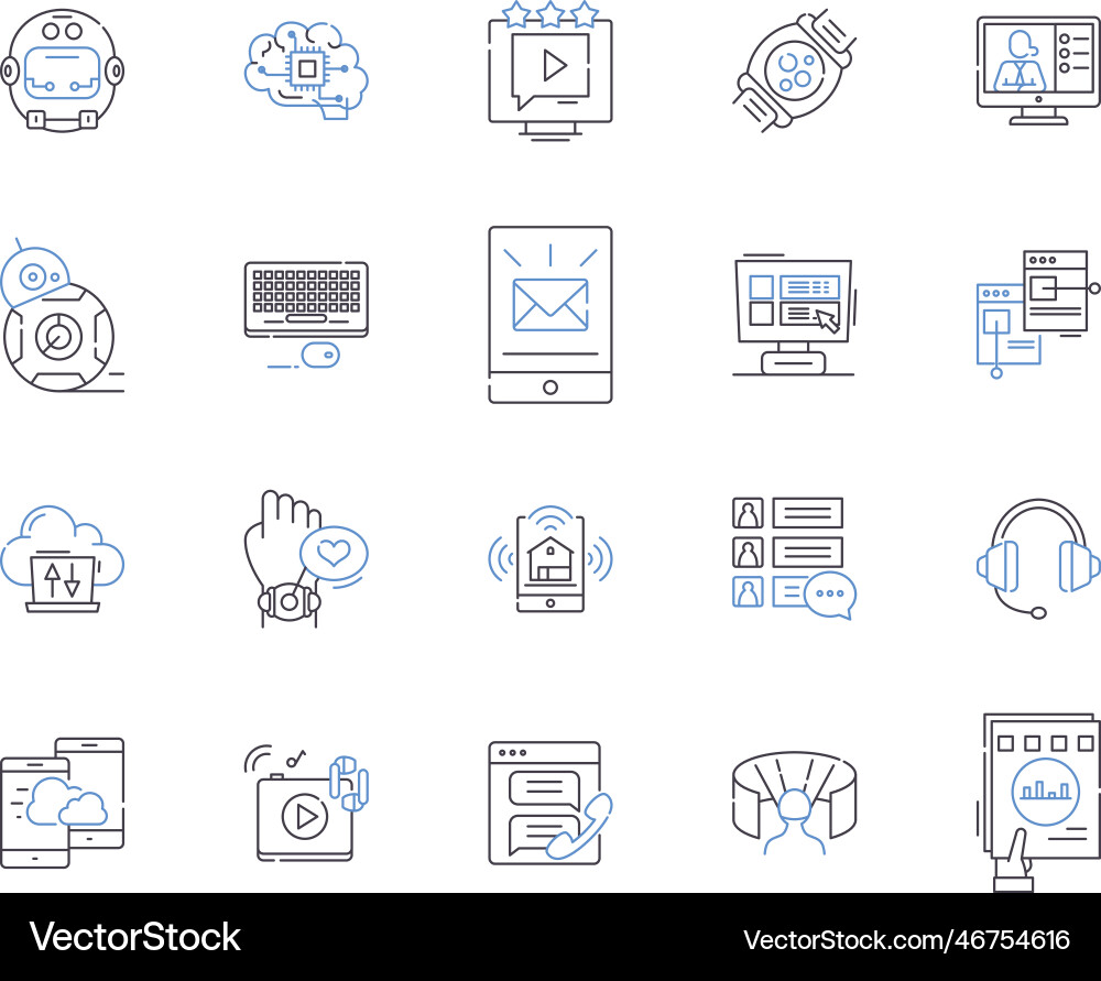 Deep learning outline icons collection Deep learning outline icons collection vector image
