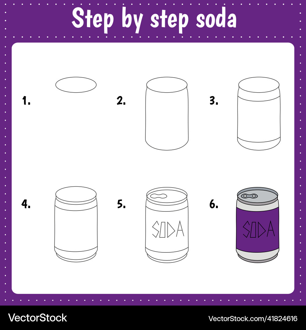 Drawing tutorial for soda Drawing tutorial for soda Vector Image