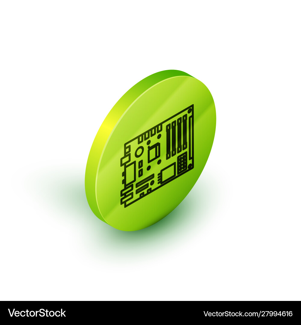Isometric line electronic computer components Vector Image