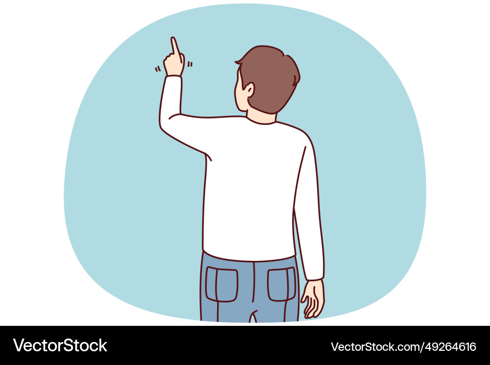 Man pointing at blank space with finger vector image