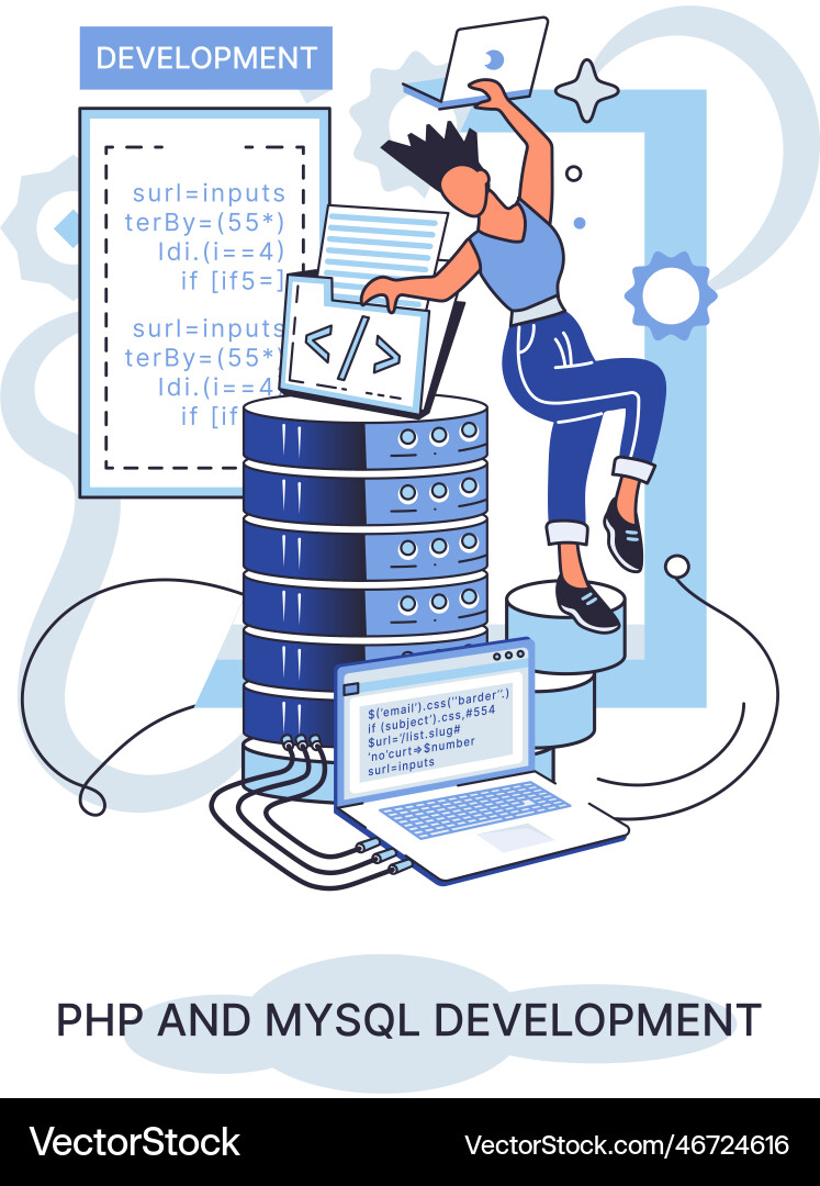 Php and mysql development software website Php and mysql development software website vector image