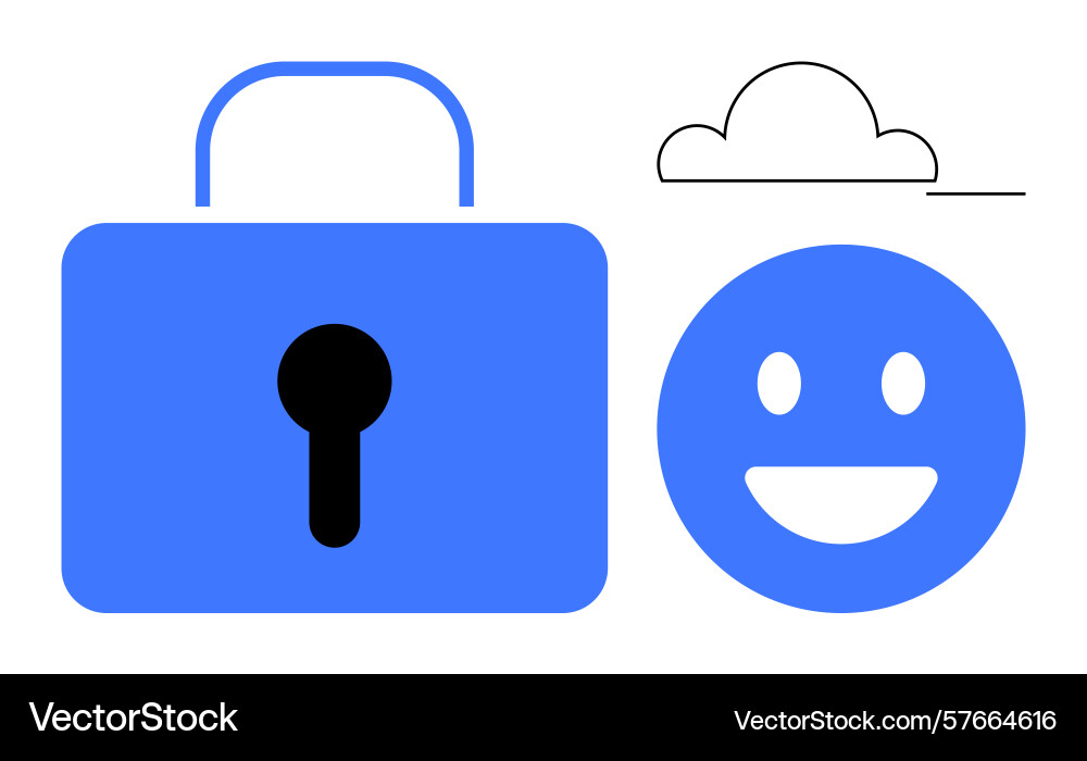 Secure cloud concept with happy face representing vector image