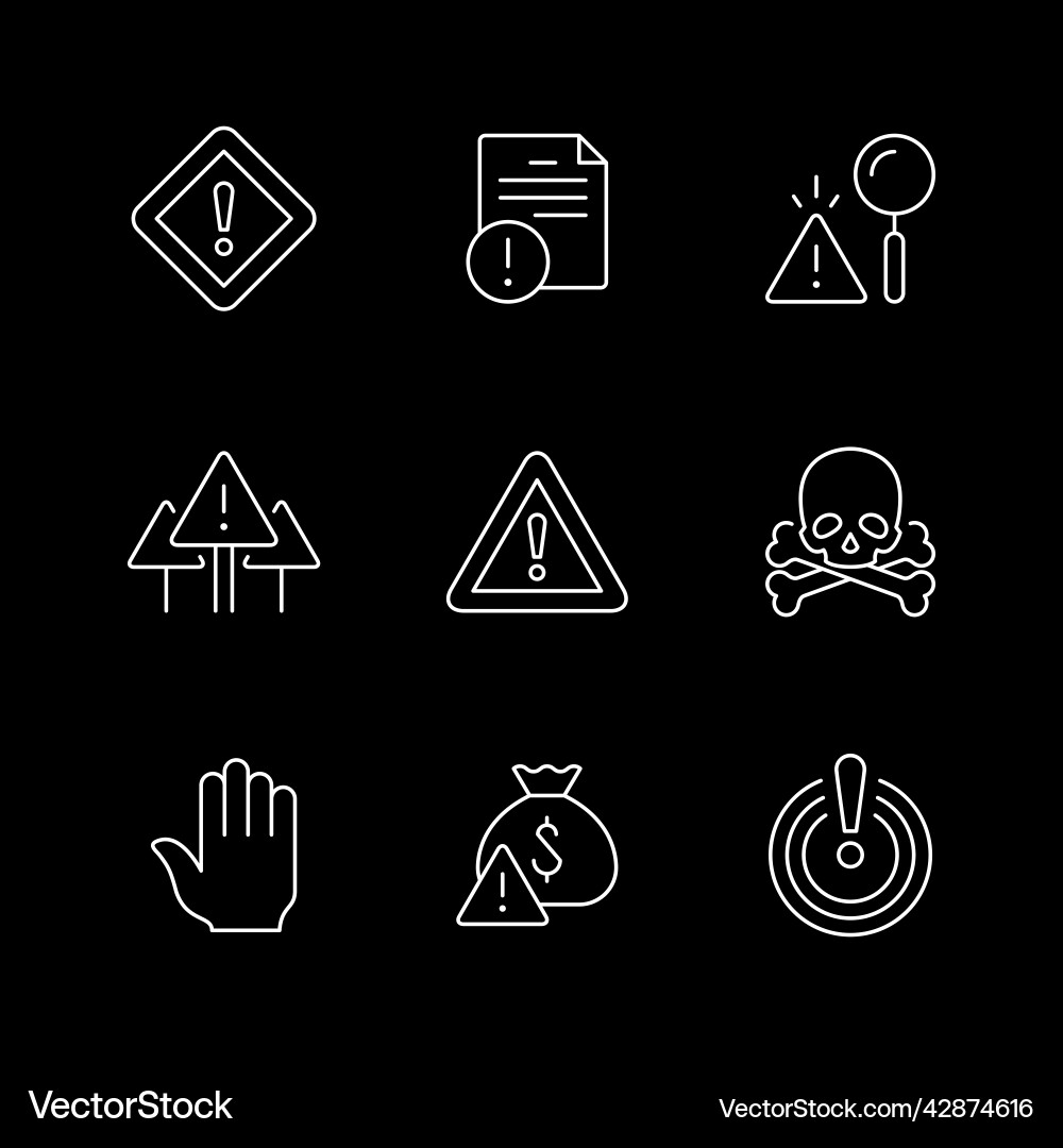 Set line icons of warnings Set line icons of warnings vector image