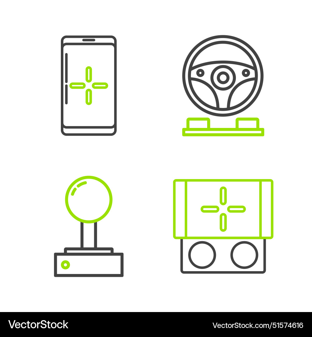 Set line portable video game console joystick Set line portable video game console joystick Vector Image