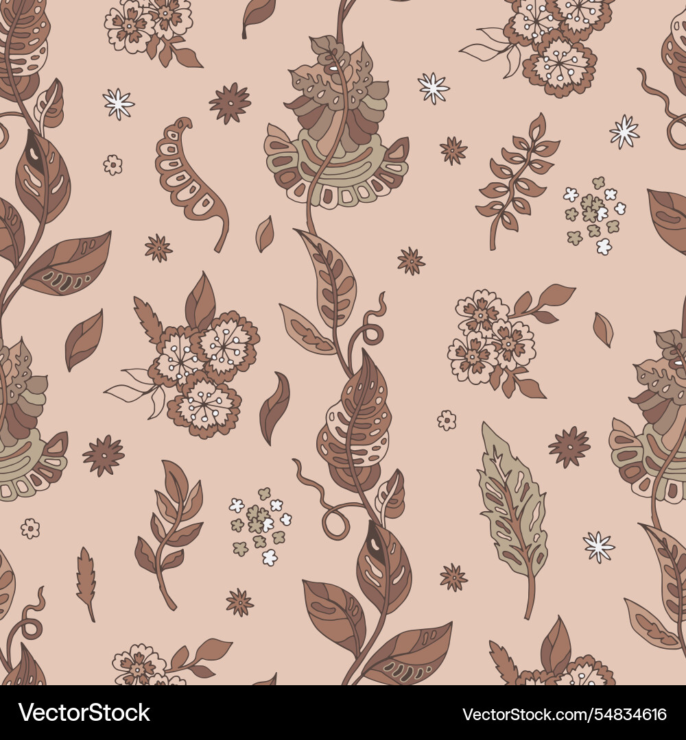 Soft botanical mocha mousse pattern vector image