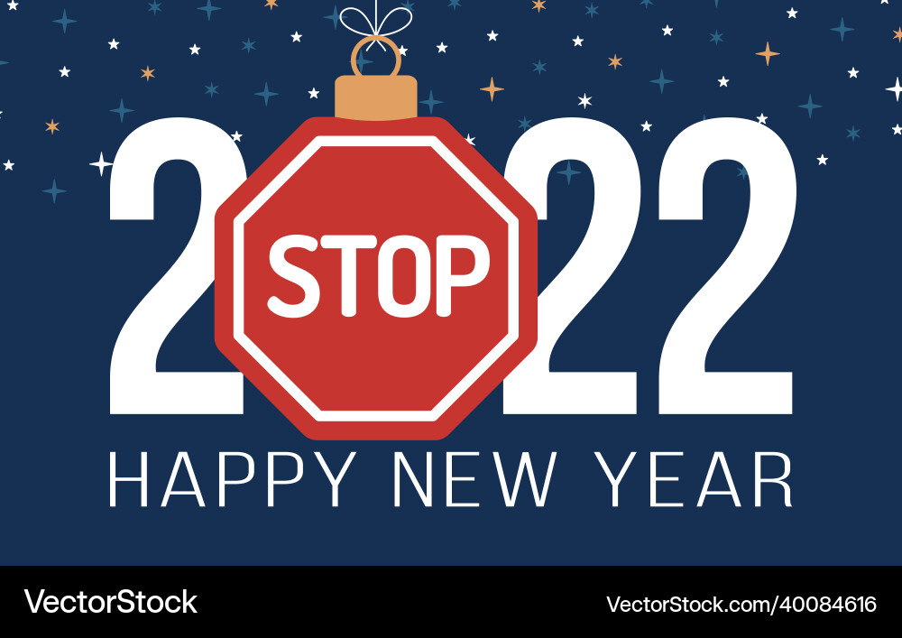 Stopp 2022 Frohes neues Jahr Grußkarte mit Straße Stopp 2022 Frohes neues Jahr Grußkarte mit Straße vektorbild