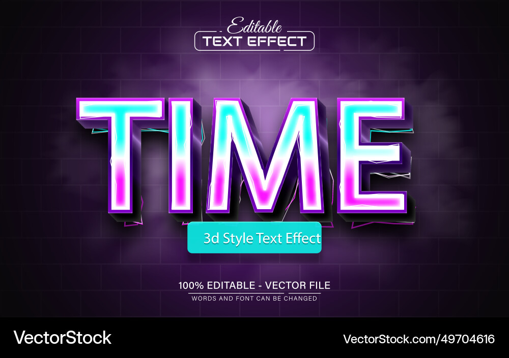 Time 3d text effect editable Time 3d text effect editable vector image