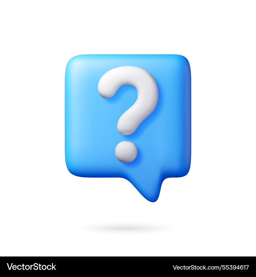 3d speech bubble with question mark isolated 3d speech bubble with question mark isolated vector image