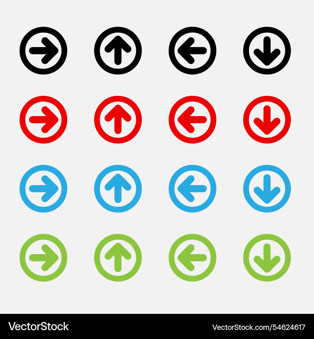 Arrows set icon left right up down arrow button vector image