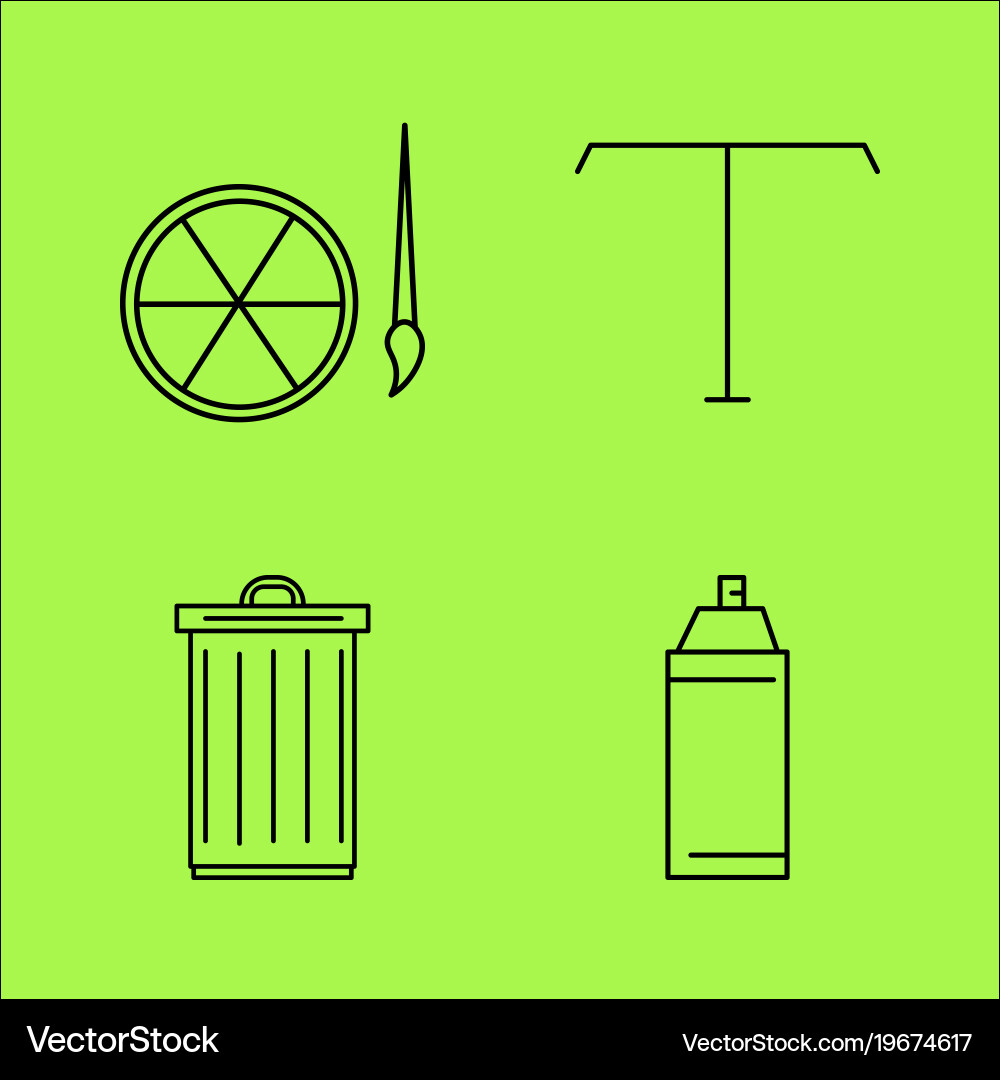Design elements simple linear outline icon set vector image
