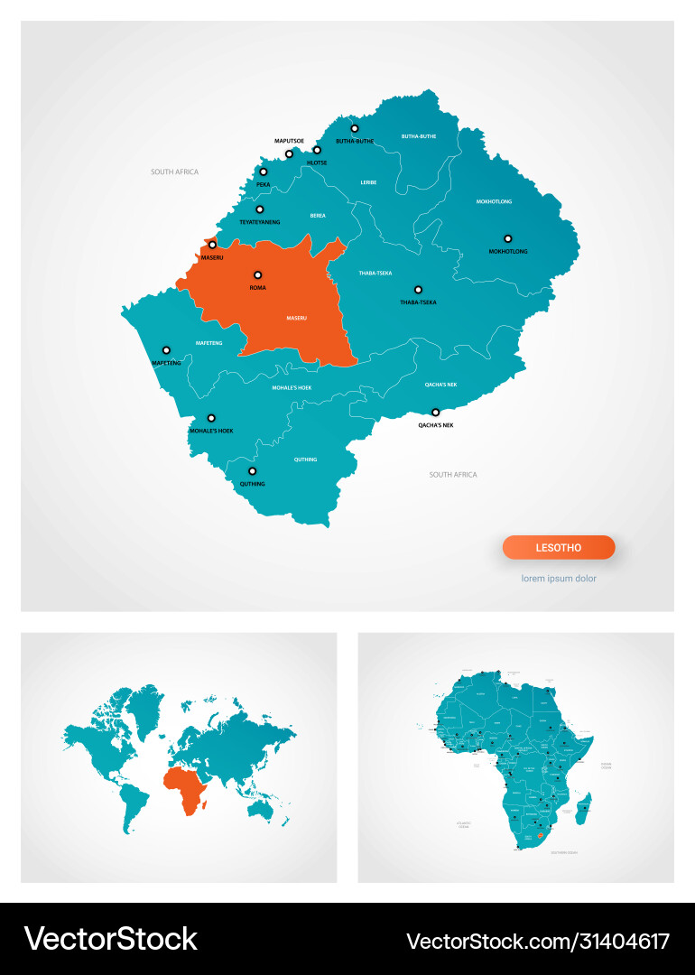 Editable template map lesotho with marks Vector Image