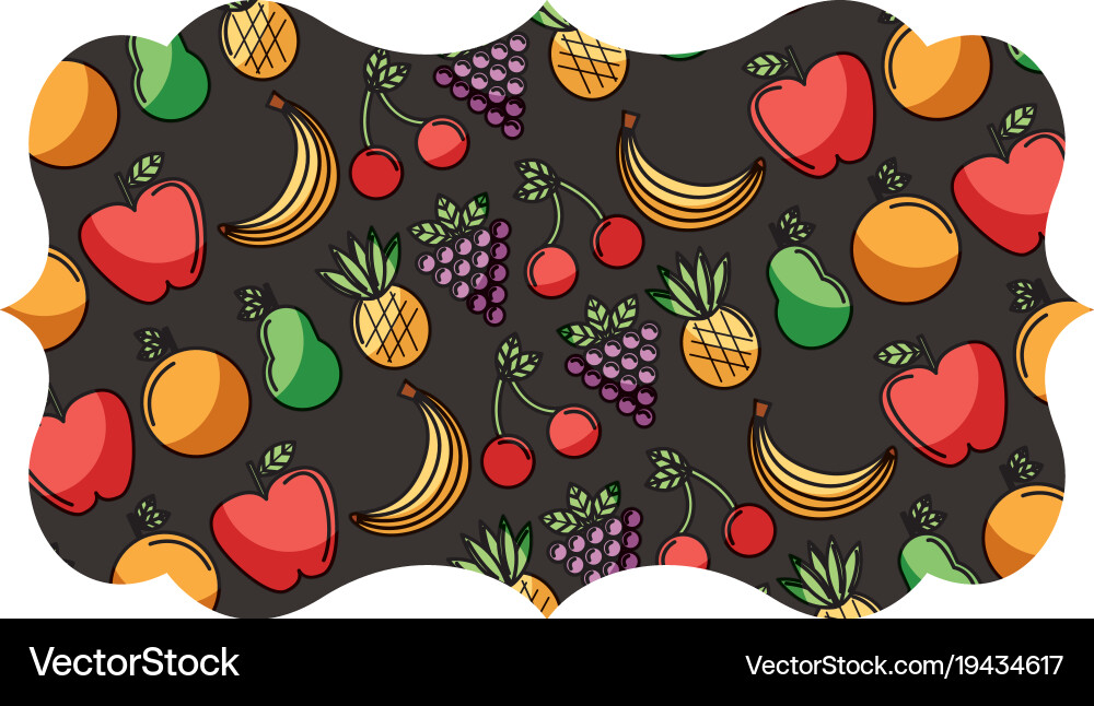 Frame with fruits and vegetables pattern Vector Image